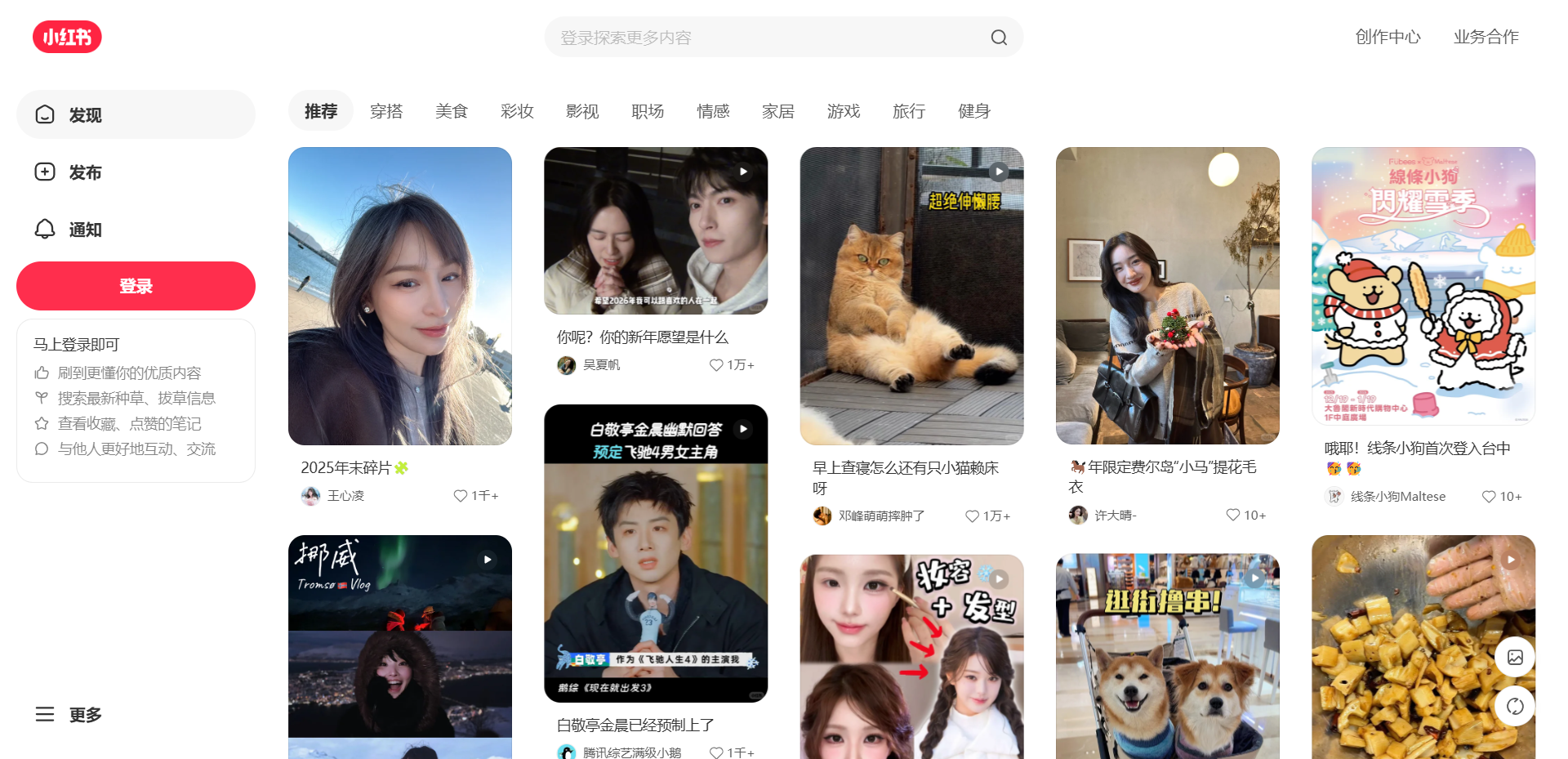 小红书网站截图